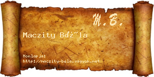 Maczity Béla névjegykártya